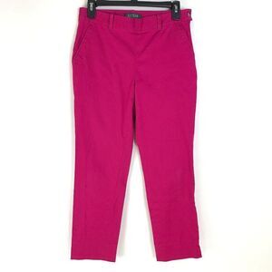 Lauren Ralph Lauren Cropped Pant Women's Size 4 Petite Pink Zip Stretch Mid Rise